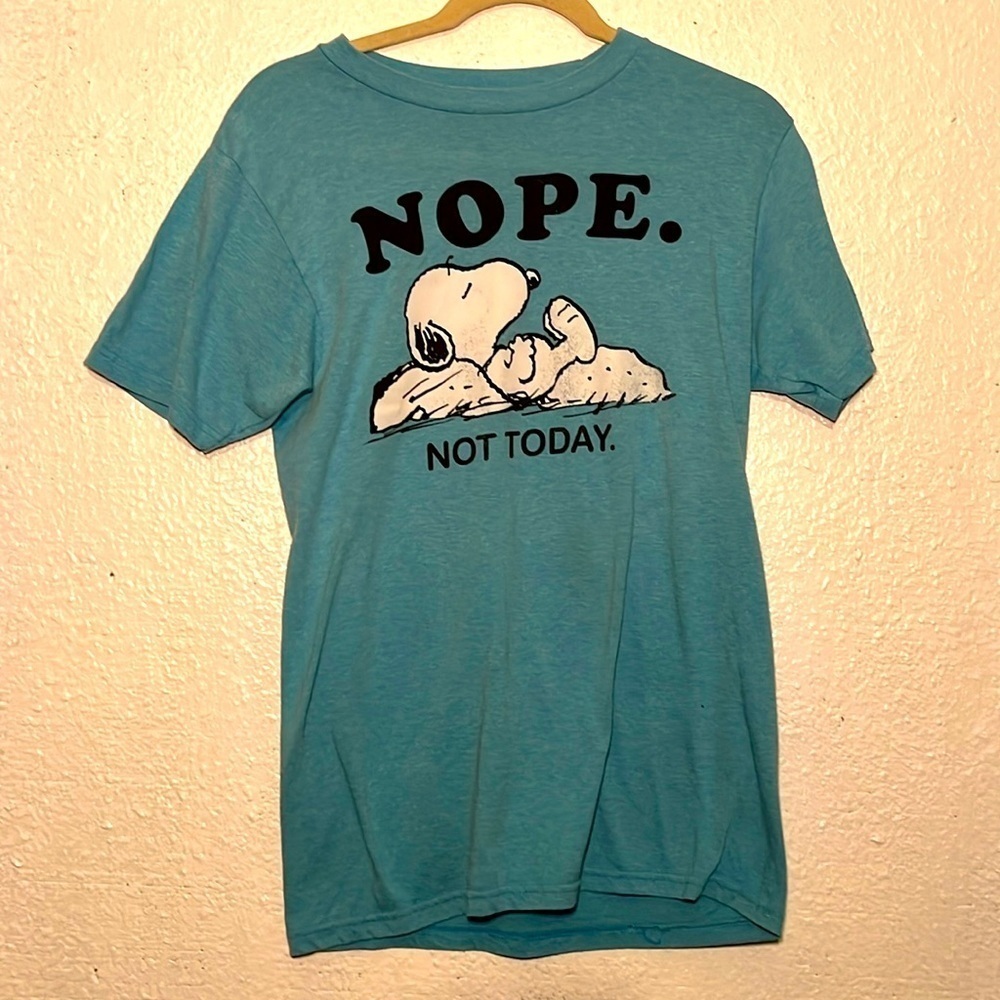 Peanuts Nope, not Today  light blue cotton T-shirt, size small